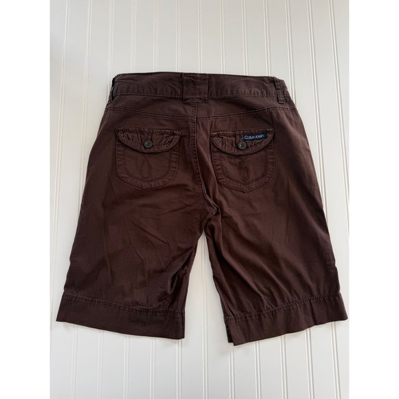 Calvin Klein Jeans Womens 4 Bermuda Shorts Brown Stretch Mid Rise Casual - Picture 7 of 8